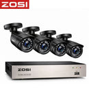 Cámaras de Seguridad 1080P Con DVR 1080P 8 Canales (Set de 4) Con Visión Nocturna 24 IR 24m. Compatible TVI AHD CVI CVBS
