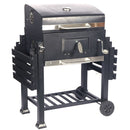 Barbacoa a Carbón. Parrilla Multifuncional: BBQ, Asador y Ahumador Compacto de Acero Inoxidable. Termómetro integrado.