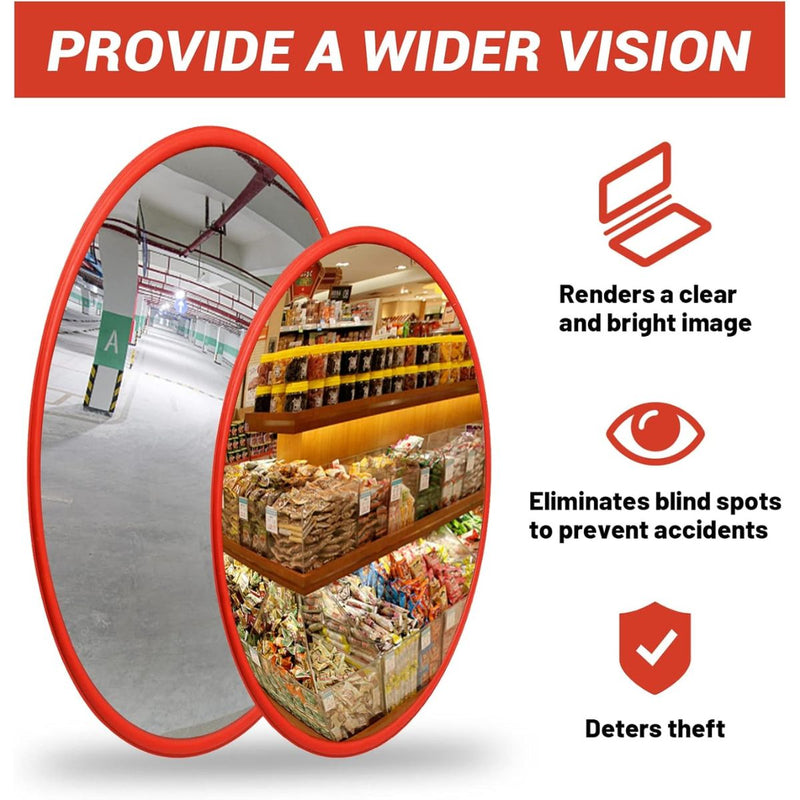 Espejo convexo de 11.8" (30cm) uso en interiores. Reduce puntos ciegos.