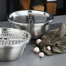 Bowl ensaladera Colador Rallador de Acero Inoxidable 28cm. Kit Set de 3 Piezas.