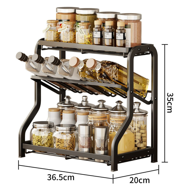 Organizador De Especias Y Condimentos Para Cocina 35X36.5X20Cm Estante De Almacenamiento. (3 niveles). Repisa Condimentera.