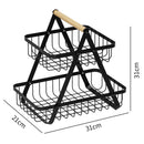Cesta Organizadora de 2 Niveles. Canasta de almacenamiento. Color negro. Frutero.