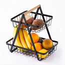 Cesta Organizadora de 2 Niveles. Canasta de almacenamiento. Color negro. Frutero.