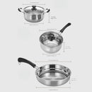 Ollas y sartenes De acero inoxidable. Set Juego de 3 piezas. 100% libre de teflon.