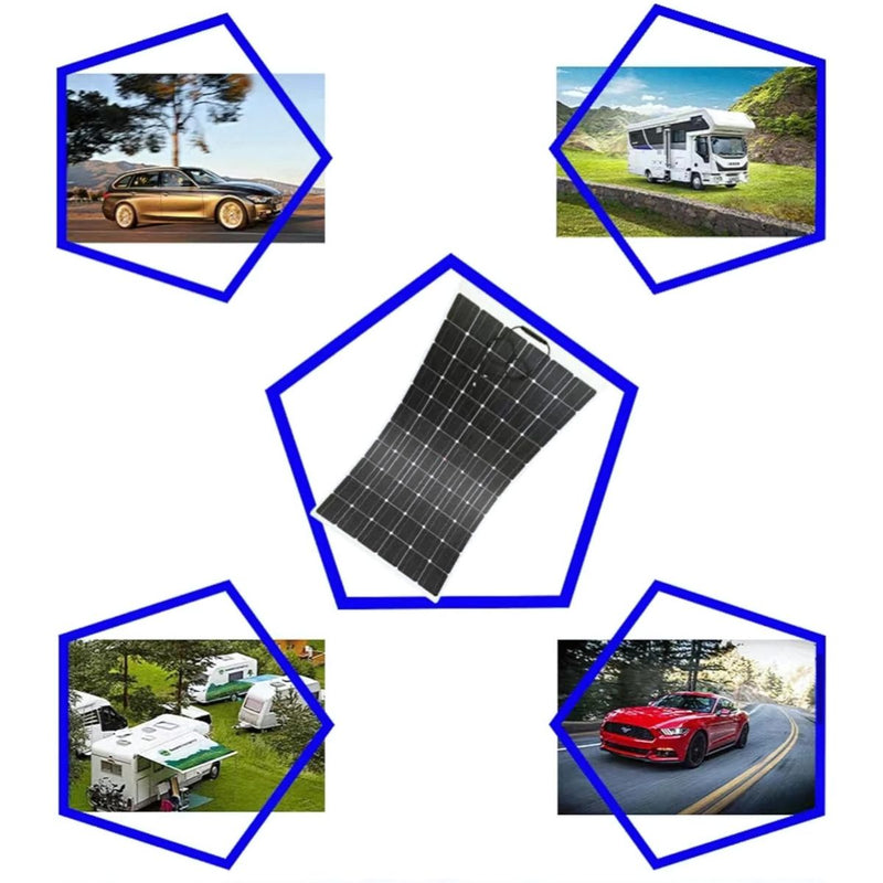 Panel solar 400W, 12V monocristalino. Con controlador de carga y cable. 200x100 cm. Resistente al agua.