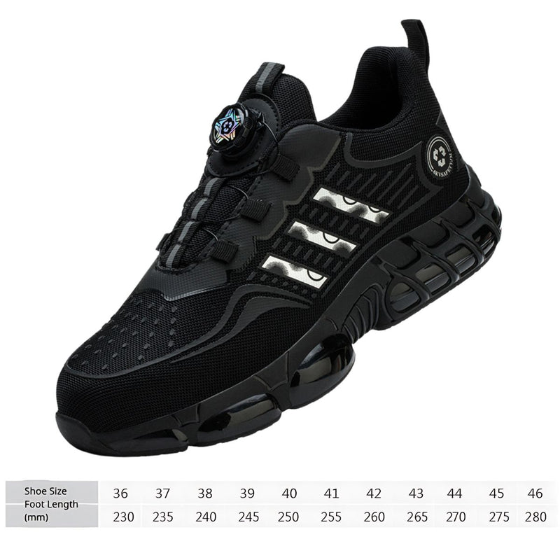 Botas Zapatillas De Seguridad con Punta De Acero. Color negro y blanco. Calzado de Trabajo Atlético.