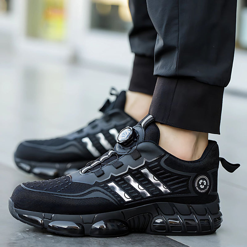 Botas Zapatillas De Seguridad con Punta De Acero. Color negro y blanco. Calzado de Trabajo Atlético.