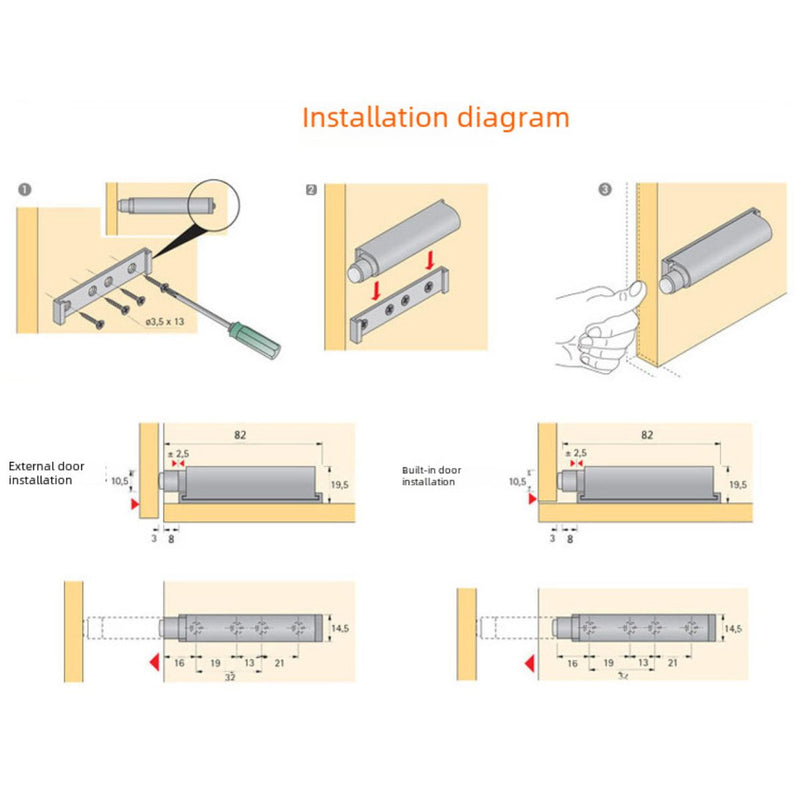 Amortiguador De Puertas Con Imán. Color Gris. Tope De Cierre Suave Y Silencioso. Ideal Para Gabinetes. Rebounder.