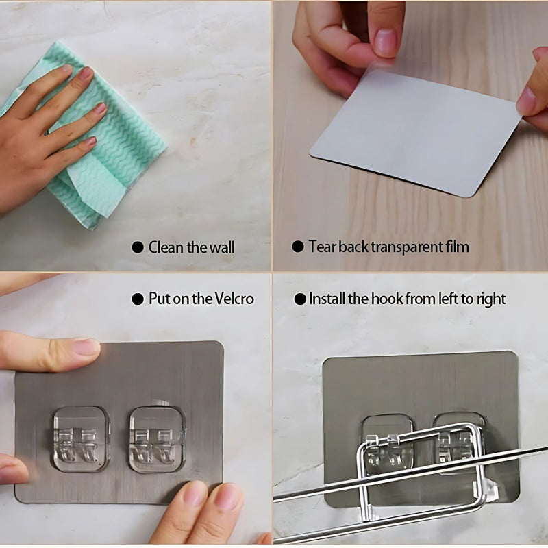 Soporte para Paños y Rollos de papel toalla de Acero Inoxidable. Gancho Adhesivo para cocina o baño.