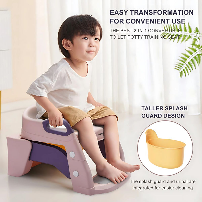 Asiento escalera de entrenamiento silla de inodoro para niños. (2 en 1) Escalera infantil Potty trainer. Escalerita para bebe. Color rosado.
