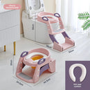 Asiento escalera de entrenamiento silla de inodoro para niños. (2 en 1) Escalera infantil Potty trainer. Escalerita para bebe. Color rosado.