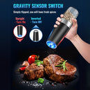 Molinillo Automático Sal y Pimienta con Sensor de Gravedad. (Set de 2 piezas) Juego con Luz LED y Grosor Ajustable. Molino