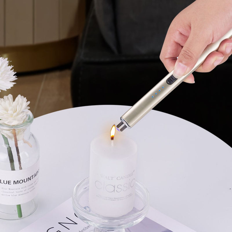 Encendedor Eléctrico Recargable USB-C. Lighter ilimitado para estufa, barbacoa, fogata, velas. Color plateado.