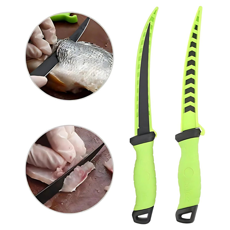 Cuchillo Filetero de Pesca 33.5 cm. Acero Inoxidable, Hoja Dentada y Mango Ergonómico. Pescado