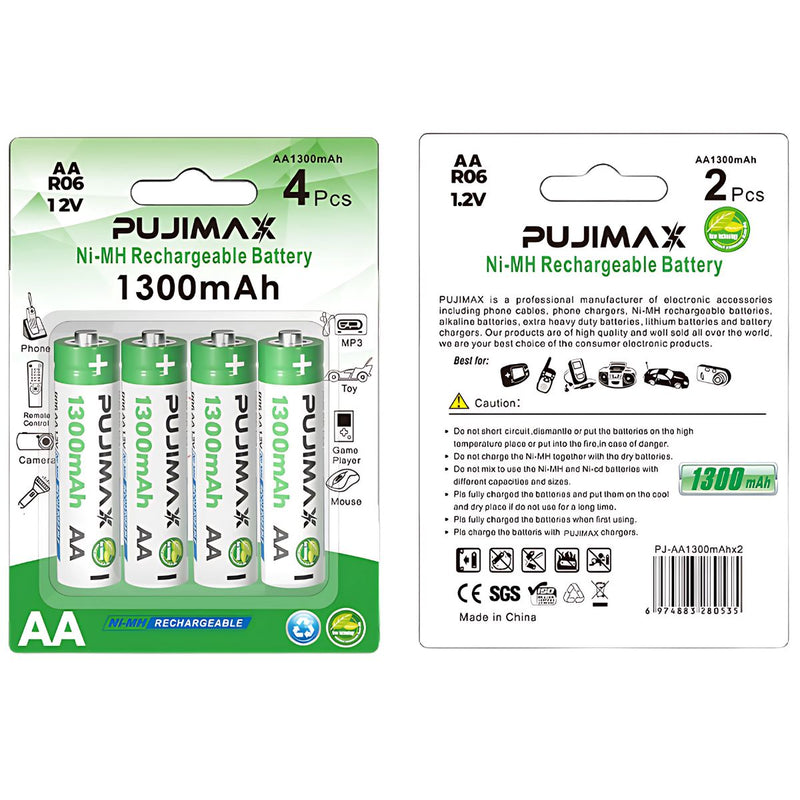 Baterías  Recargables AAA Con Carga USB-C, 1.2V 800mWh. Con 1200 Ciclos De Vida. (Pack de 4 unidades)