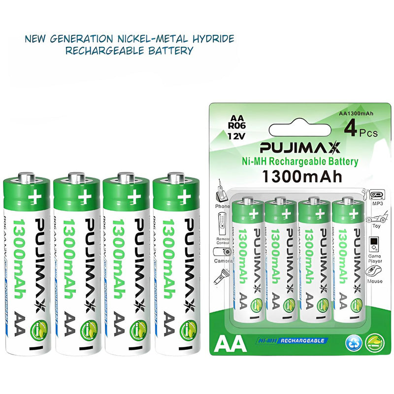 Baterías  Recargables AAA Con Carga USB-C, 1.2V 800mWh. Con 1200 Ciclos De Vida. (Pack de 4 unidades)