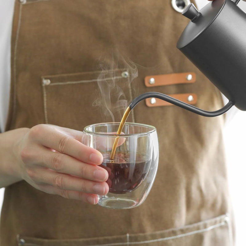 Vasos tazas de Vidrio con Doble Pared 250 ml (8.5 oz). Para Café, Té y Bebidas Frías o Calientes. (Set de 2 piezas)