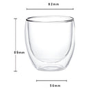 Vasos tazas de Vidrio con Doble Pared 250 ml (8.5 oz). Para Café, Té y Bebidas Frías o Calientes. (Set de 2 piezas)