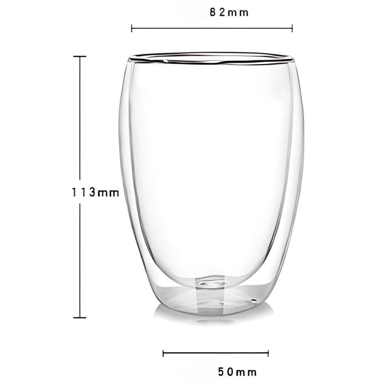 Tazas Vasos de Vidrio con Doble Pared 350 ml (11.8 oz). Para Café, Té y Bebidas Frías o Calientes. (Set de 2 piezas)