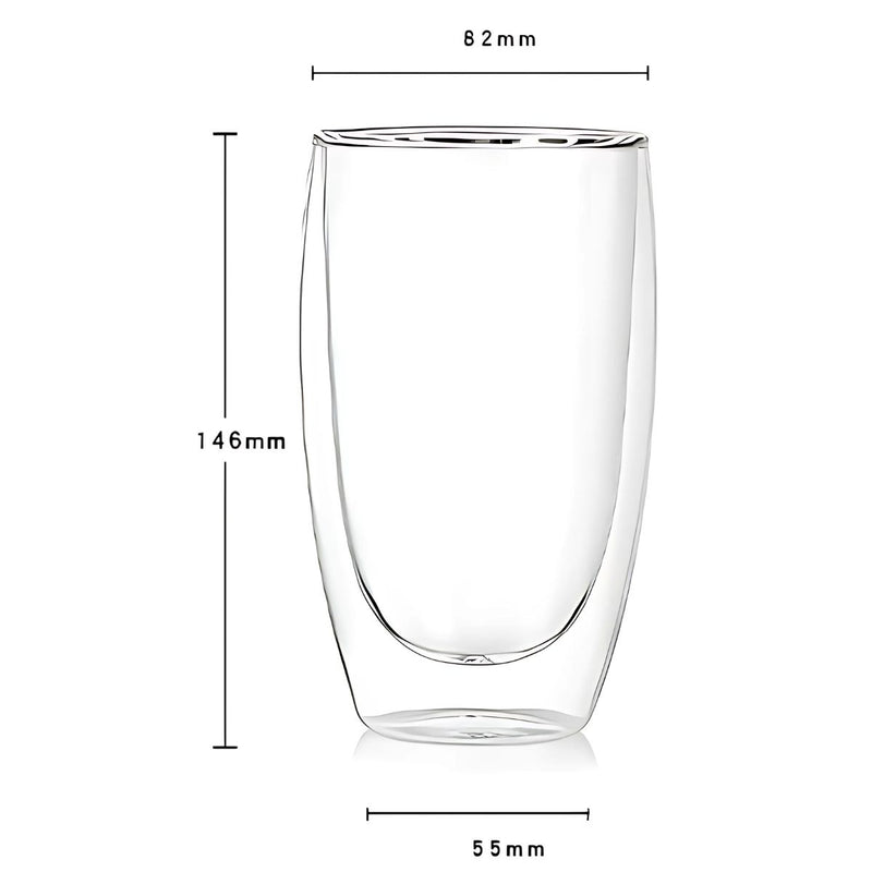 Tazas Vasos de Vidrio con Doble Pared 450 ml (15.2 oz). Para Café, Té, Cervezas o Bebidas Frías y Calientes. (Set de 2 piezas)