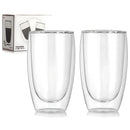 Tazas Vasos de Vidrio con Doble Pared 450 ml (15.2 oz). Para Café, Té, Cervezas o Bebidas Frías y Calientes. (Set de 2 piezas)