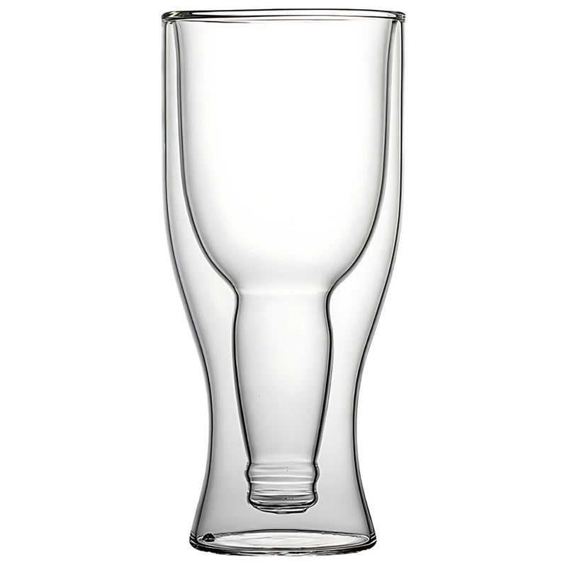 Vaso de Cerveza de vidrio Doble Pared 350 ml con Efecto Flotante y Aislamiento Térmico. (Unidad) Vidrio Borosilicato.