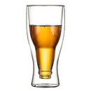 Vaso de Cerveza de vidrio Doble Pared 350 ml con Efecto Flotante y Aislamiento Térmico. (Unidad) Vidrio Borosilicato.
