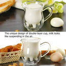 Taza De Vidrio Con Doble Pared con diseño de vaca. 8.5Oz (250Ml) Vaso Con Asa y forma de ubre. Ideal Para Café o Leche. (Unidad)
