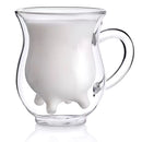 Taza De Vidrio Con Doble Pared con diseño de vaca. 8.5Oz (250Ml) Vaso Con Asa y forma de ubre. Ideal Para Café o Leche. (Unidad)