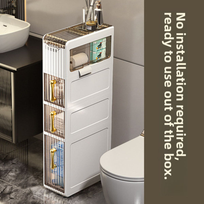 Organizador Vertical Estrecho de 4 Niveles. Mueble con cajones para almacenamiento. Ideal para Baños, lavanderia y Pasillos Estrechos. Estante gabinete anaquel