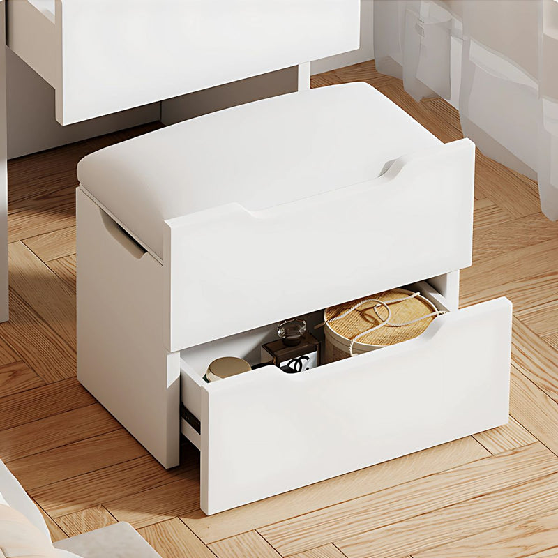 Vanity maquillador con Espejo LED. Tocador Mesa de Maquillaje con taburete. Cómoda con cajones. Color blanco.