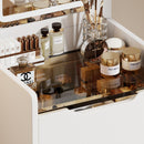 Vanity maquillador con Espejo LED. Tocador Mesa de Maquillaje con taburete. Cómoda con cajones. Color blanco.