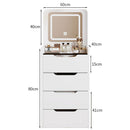 Vanity maquillador con Espejo LED. Tocador Mesa de Maquillaje con taburete. Cómoda con cajones. Color blanco.