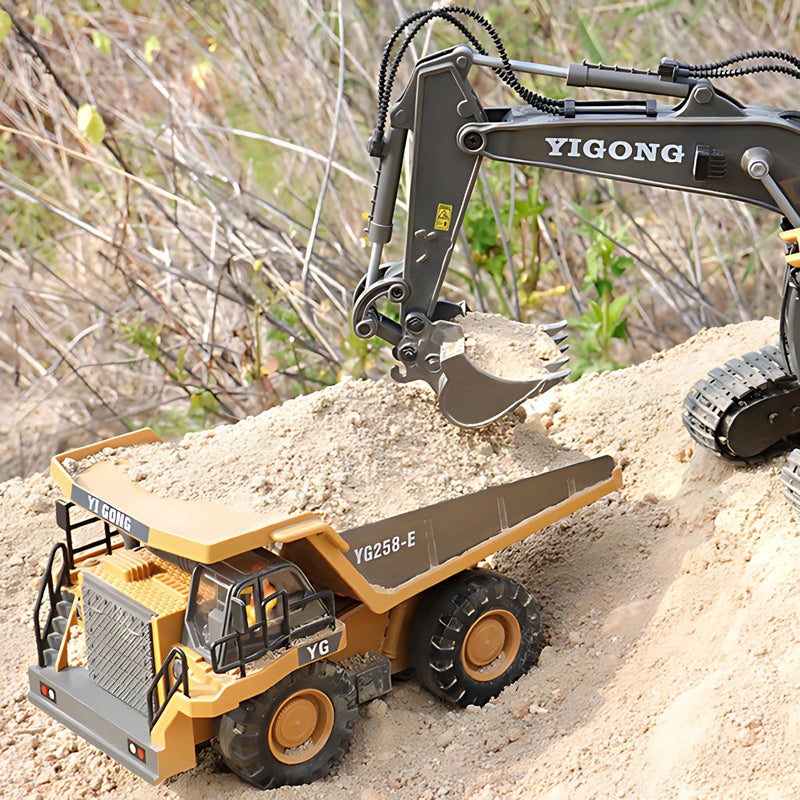 Camión Volquete A control remoto con Volcado Realista y Luces. Juguete de Construcción para Niños.