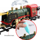 Juguete Eléctrico de Tren con Pista a Control Remoto. Locomotora con Luces y Humo.