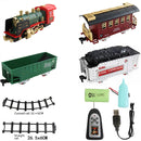 Juguete Eléctrico de Tren con Pista a Control Remoto. Locomotora con Luces y Humo.