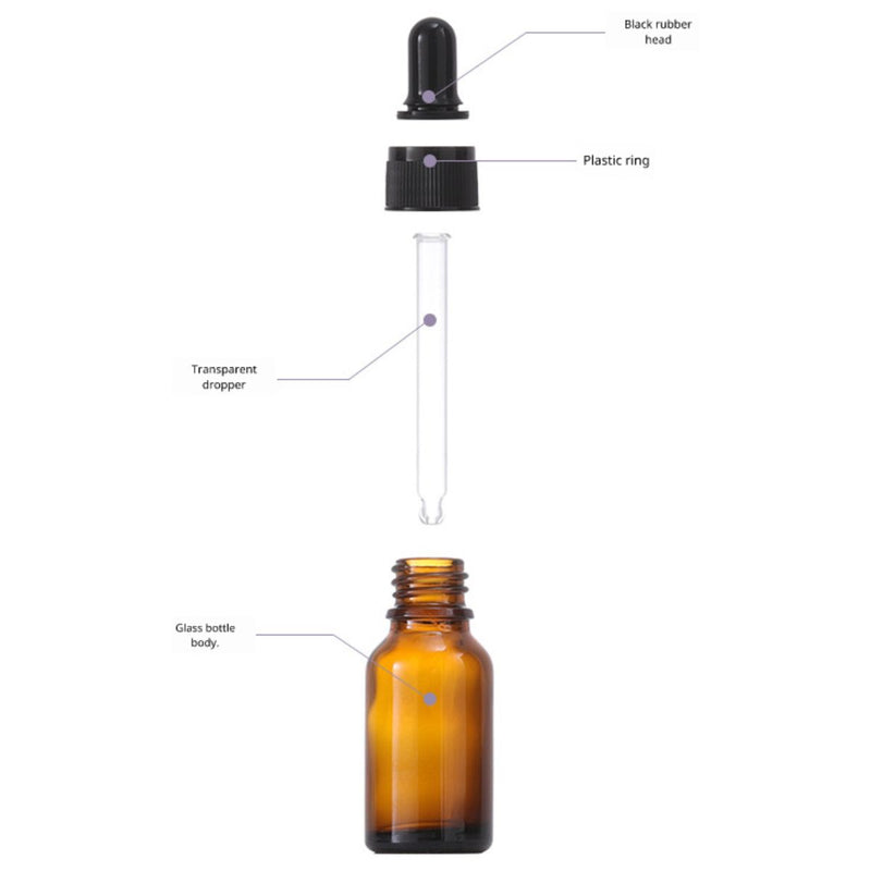 Botellas Goteros de Vidrio Ámbar. Frascos ideales para aceites y sueros. (Unidad)