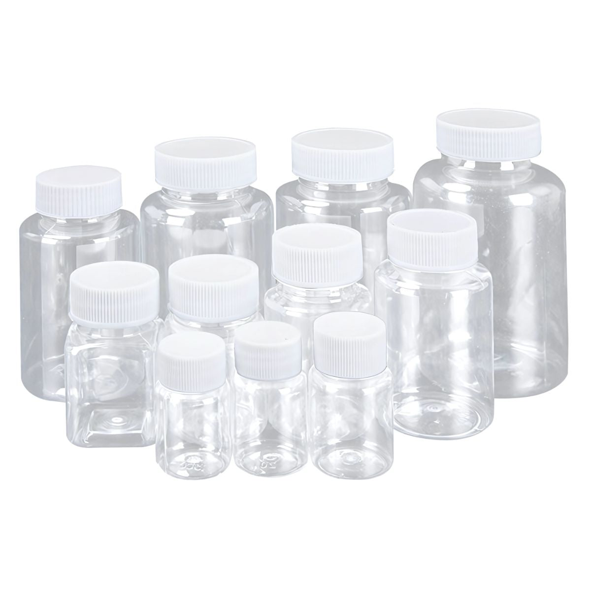 Frascos Botellas Plásticas Transparentes con Tapa Rosca Blanca. Envases Multiusos Portatiles. (Unidad)