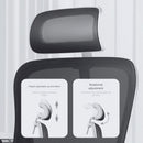 Silla de Oficina Ergonómica. Respaldar Reclinable 125°. Silla ejecutiva de escritorio con Soporte Lumbar Ajustable. Color blanco y Negro.