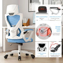 Silla de Oficina Ergonómica. Respaldar Reclinable 150°. Silla ejecutiva de escritorio con Soporte Lumbar Ajustable. Color celeste.