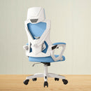 Silla de Oficina Ergonómica. Respaldar Reclinable 150°. Silla ejecutiva de escritorio con Soporte Lumbar Ajustable. Color celeste.