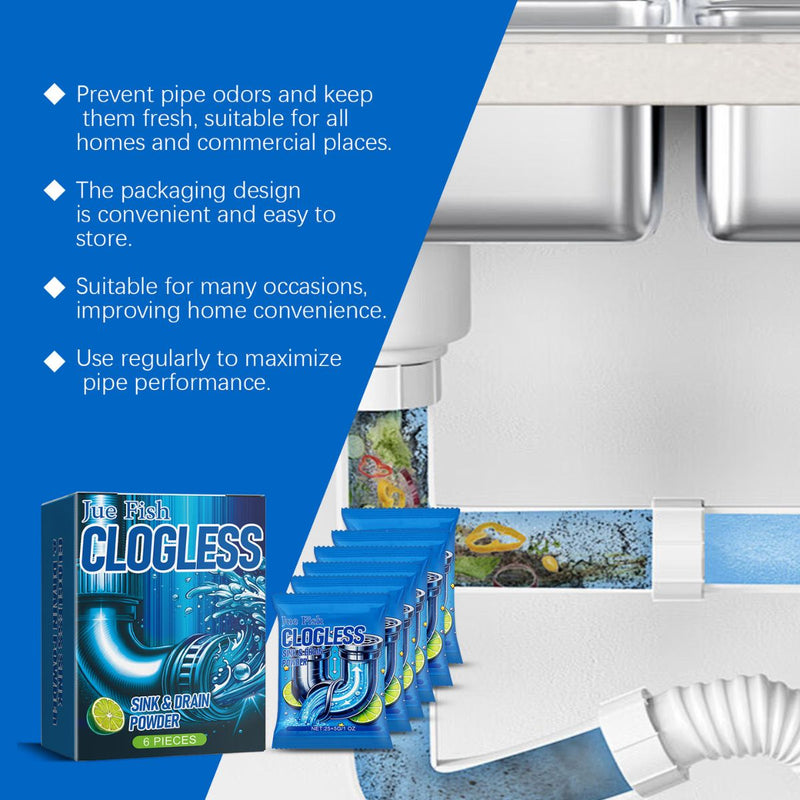 Destapacaños Potente para Cocina y Baño. Polvo Limpiador de Tuberías. (Pack de 6 unidades) Destapador de drenajes quimico