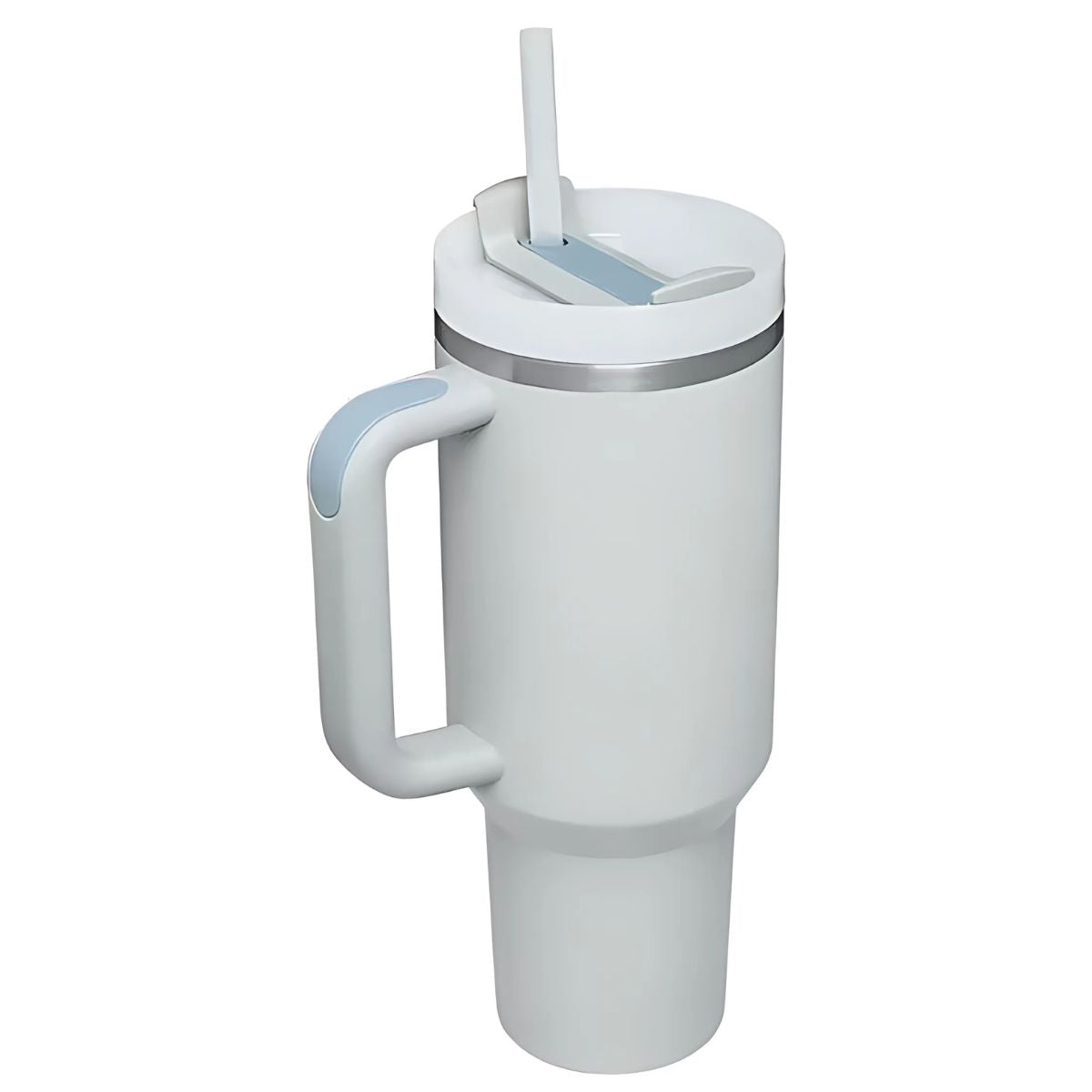 Botella de agua termo de 40oz. Vaso térmico de acero inoxidable. Color gris claro.