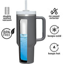 Botella de agua termo de 40oz. Vaso térmico de acero inoxidable. Color gris oscuro.