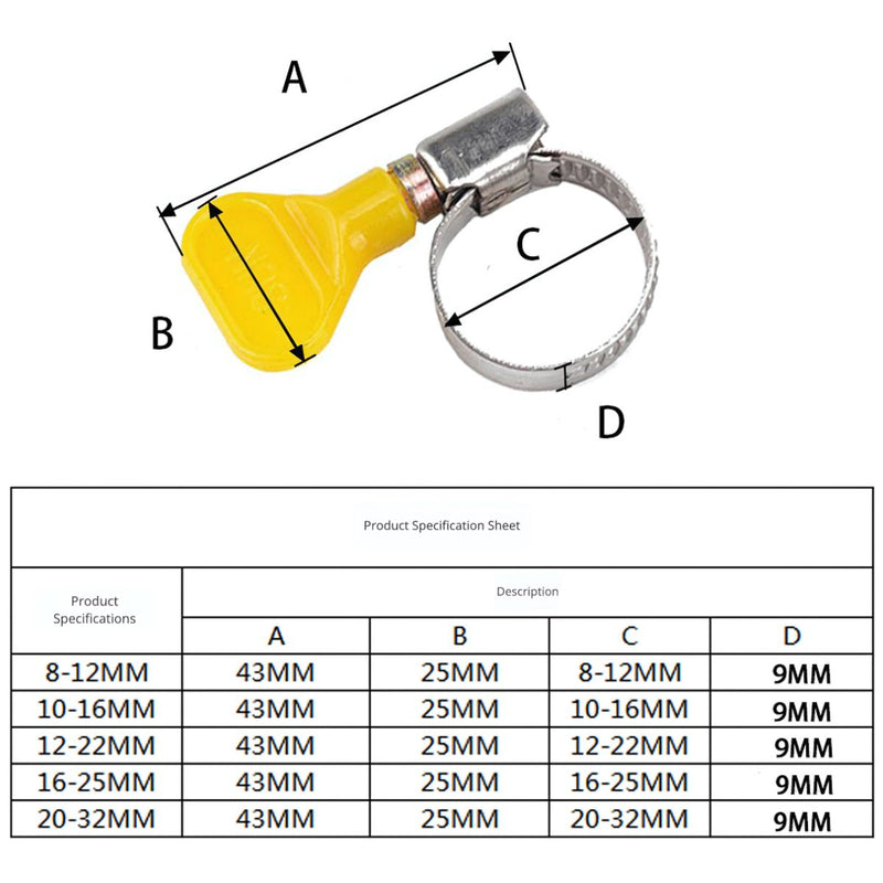 Abrazaderas para Mangueras de Combustible. (Pack de 25 piezas) Tamaños surtidos.