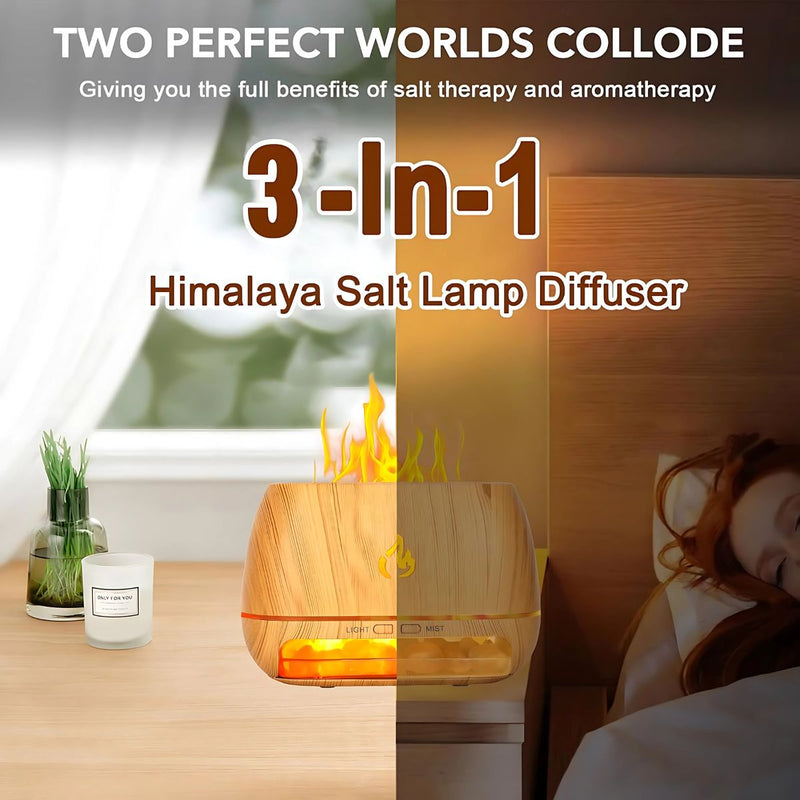 Difusor Aromas de Aceites Esenciales con Lámpara de Sal Himalaya.  Humidificador Aromático.