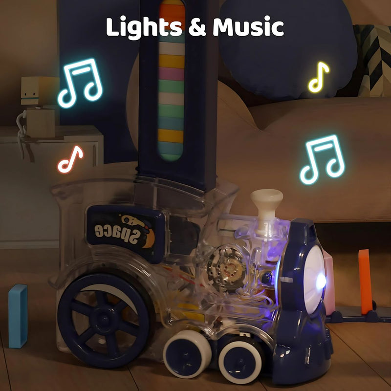Juguete Tren de Dominós Eléctrico para Niños. Juego Interactivo con 200 Bloques, Educativo y Divertido.
