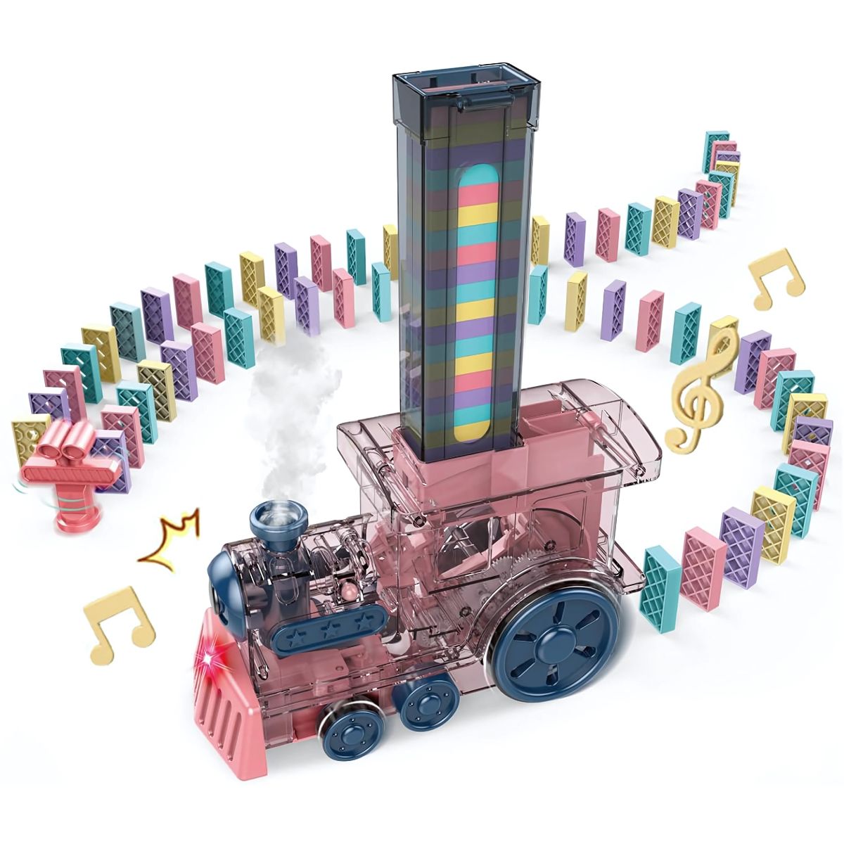 Juguete Tren de Dominós Eléctrico para Niños. Juego Interactivo con 80 Bloques, Educativo y Divertido.