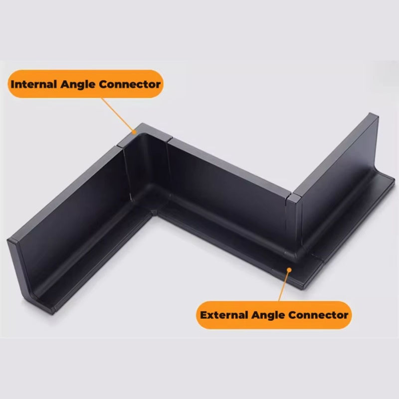 Conector de Esquina interna para Zócalo Modular. Color negro (Unidad). Aleación de Zinc. Conector esquinero de Ángulo Recto. perfil de aluminio cocinas