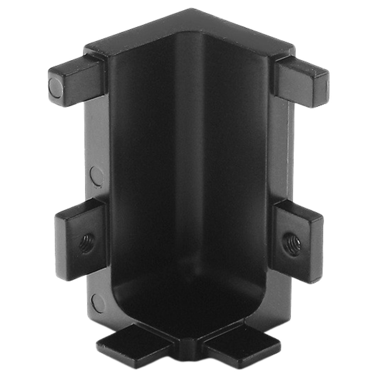 Conector de Esquina interna para Zócalo Modular. Color negro (Unidad). Aleación de Zinc. Conector esquinero de Ángulo Recto. perfil de aluminio cocinas